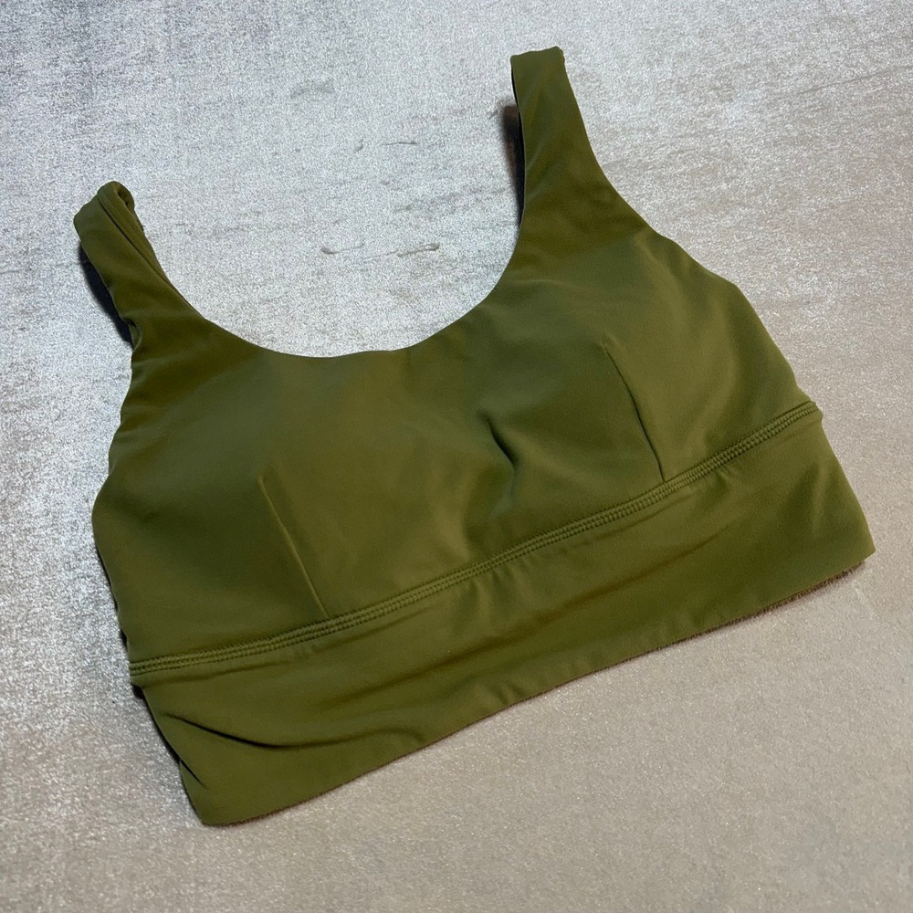 Lululemon Align Bra C/D Cups Size 8 Olive Green Scoop Neck Light Support Yoga